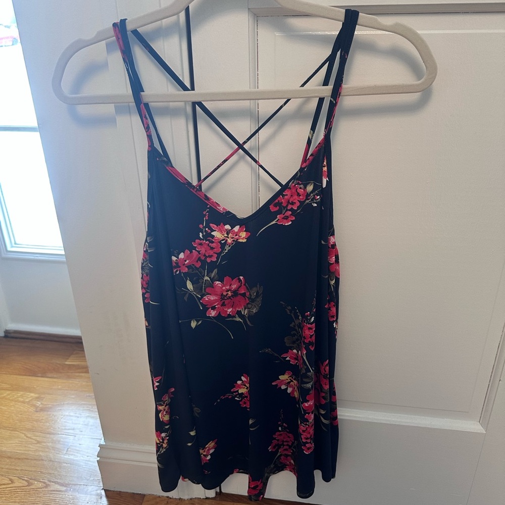 Floral Navy and Pink Women's Top